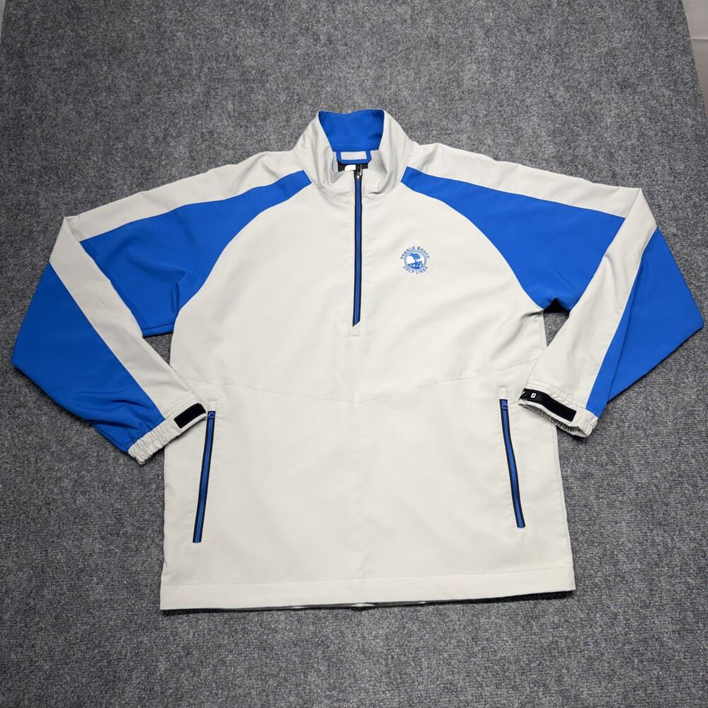 FootJoy Pebble Beach Golf Links Quarter Zip Pullover Men's M White Blue